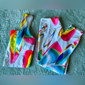 Fabletics XL Celebrate Pride Cropped Tank and 7/8 Length Pants Matching Set